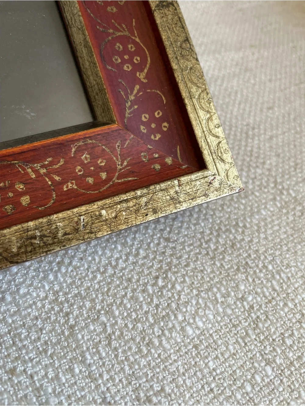Vintage Ornate Handcrafted Red and Gold Decorative Picture Frame Fits 4x6